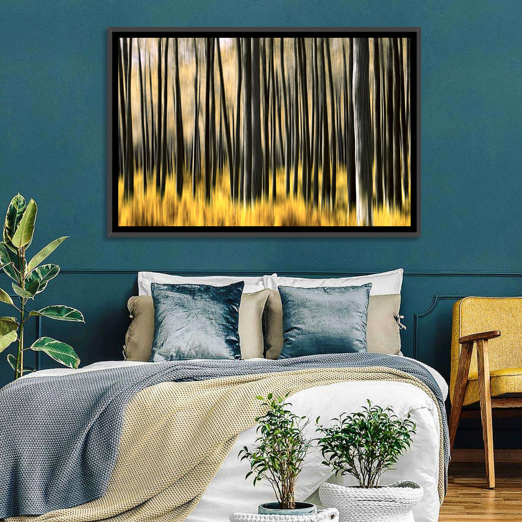 Golden Abstract Forest Wall Art