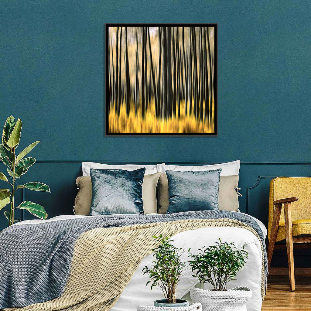 Golden Abstract Forest Wall Art