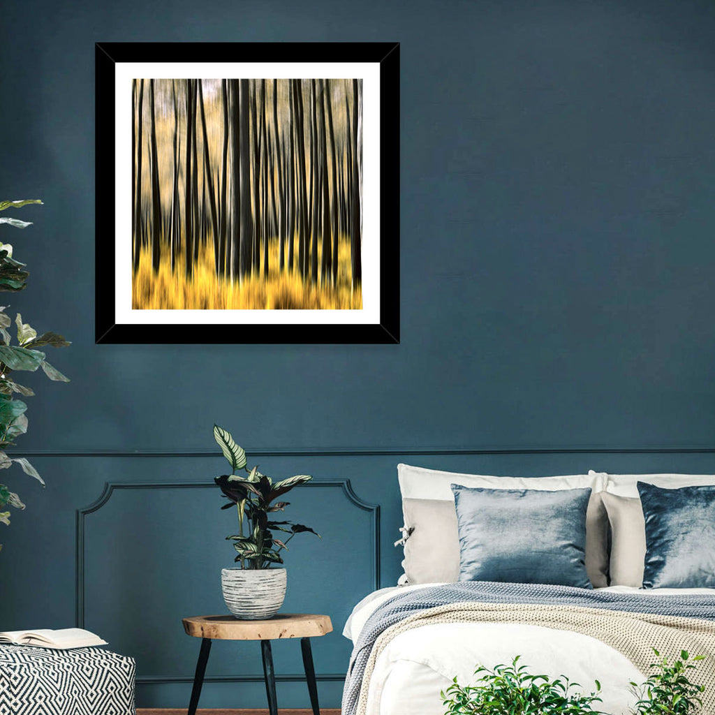 Golden Abstract Forest Wall Art
