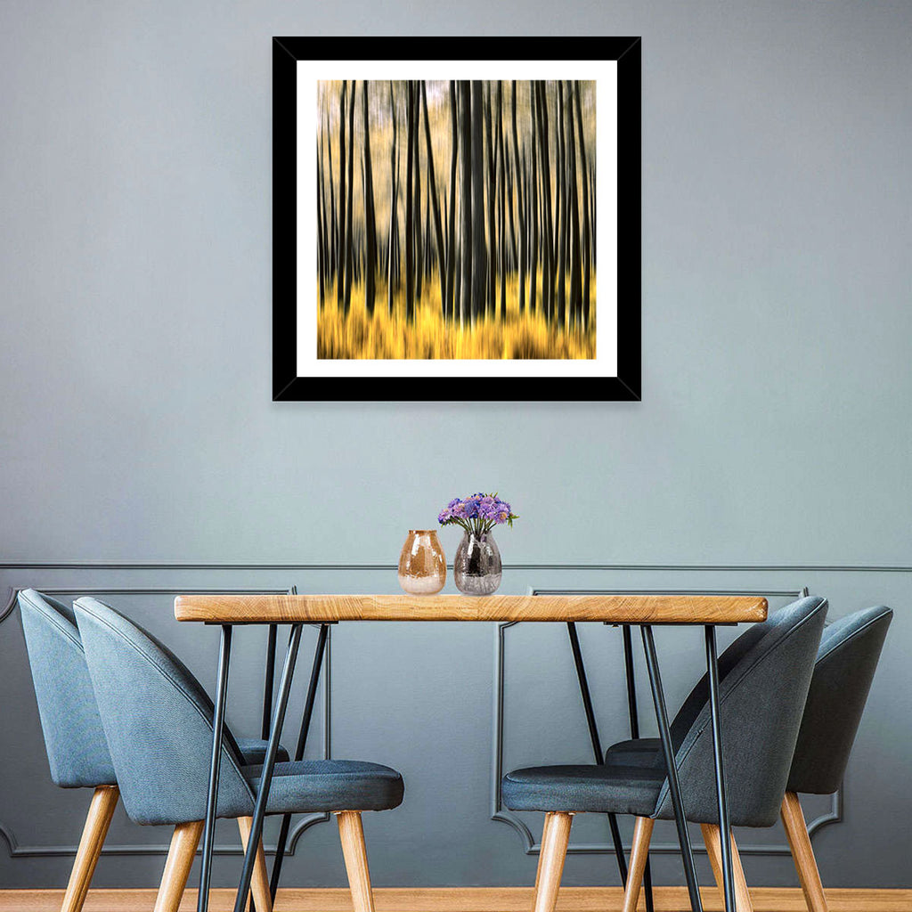 Golden Abstract Forest Wall Art