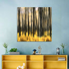 Golden Abstract Forest Wall Art