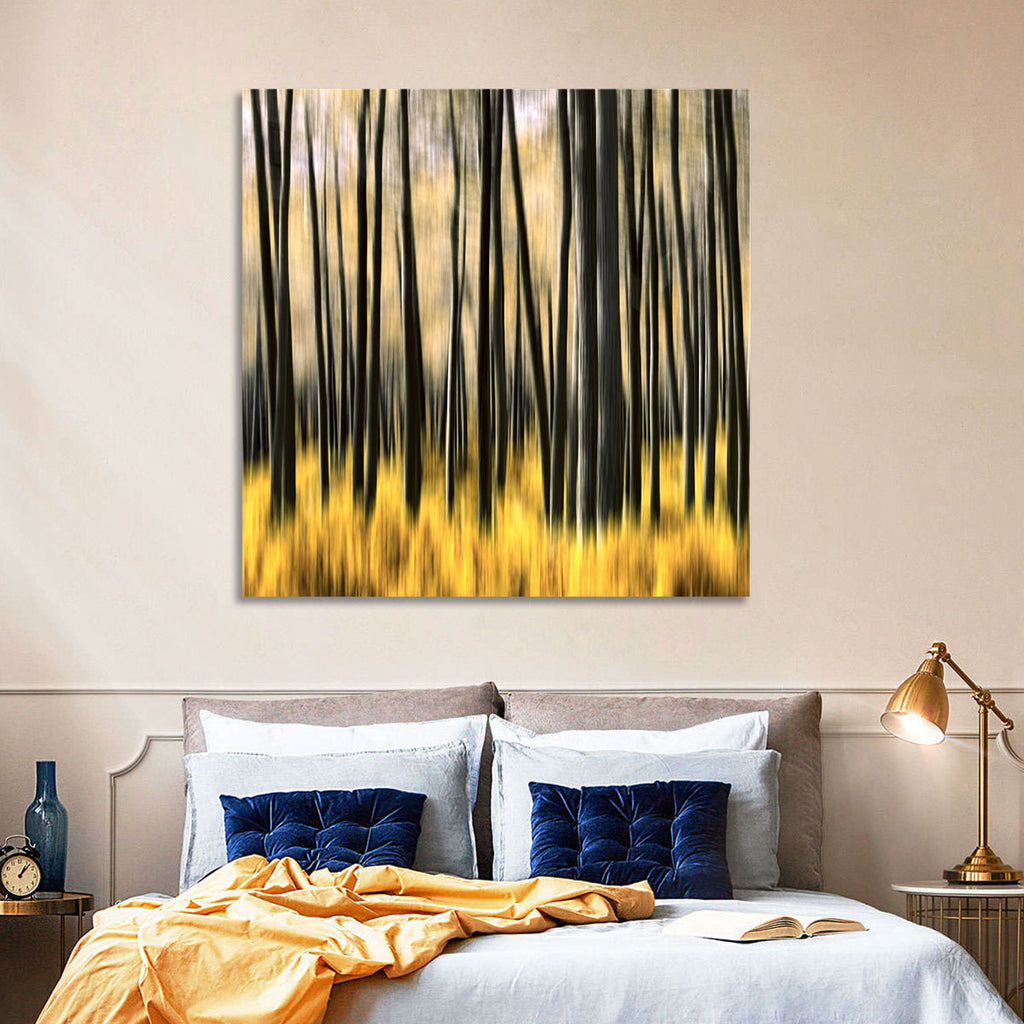 Golden Abstract Forest Wall Art