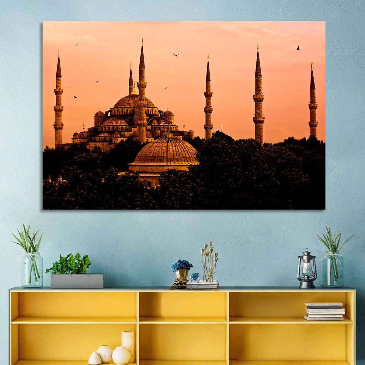 Sultan Ahmed Mosque at Sunset Wall Art