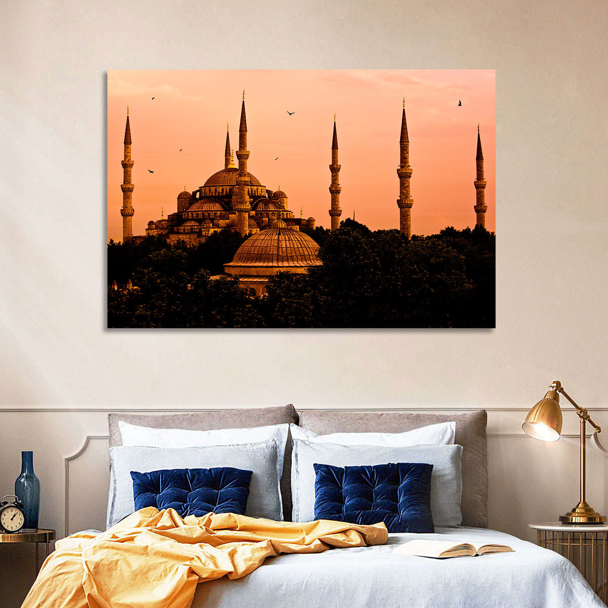 Sultan Ahmed Mosque at Sunset Wall Art in a room, landscape