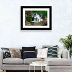 Moss Covered Rocky Waterfall Wall Art