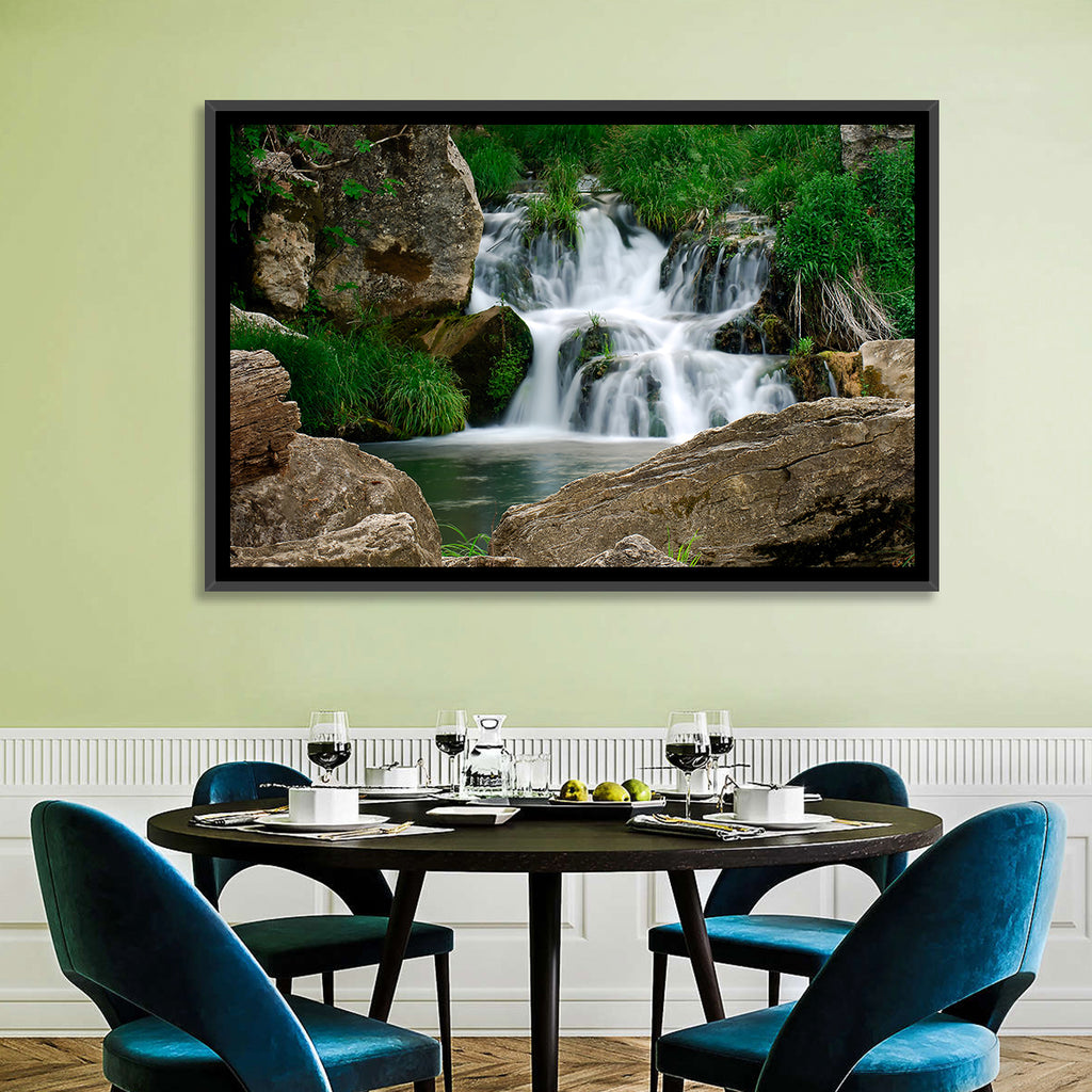 Moss Covered Rocky Waterfall Wall Art
