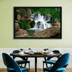 Moss Covered Rocky Waterfall Wall Art