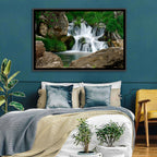 Moss Covered Rocky Waterfall Wall Art