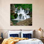 Moss Covered Rocky Waterfall Wall Art