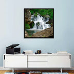 Moss Covered Rocky Waterfall Wall Art