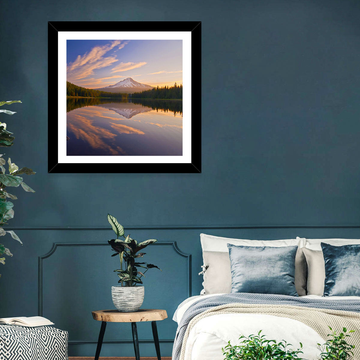 Mount Hood Reflection at Trillium Lake Wall Art in a room, landscape