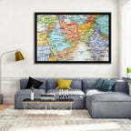 Middle East Political Map Wall Art