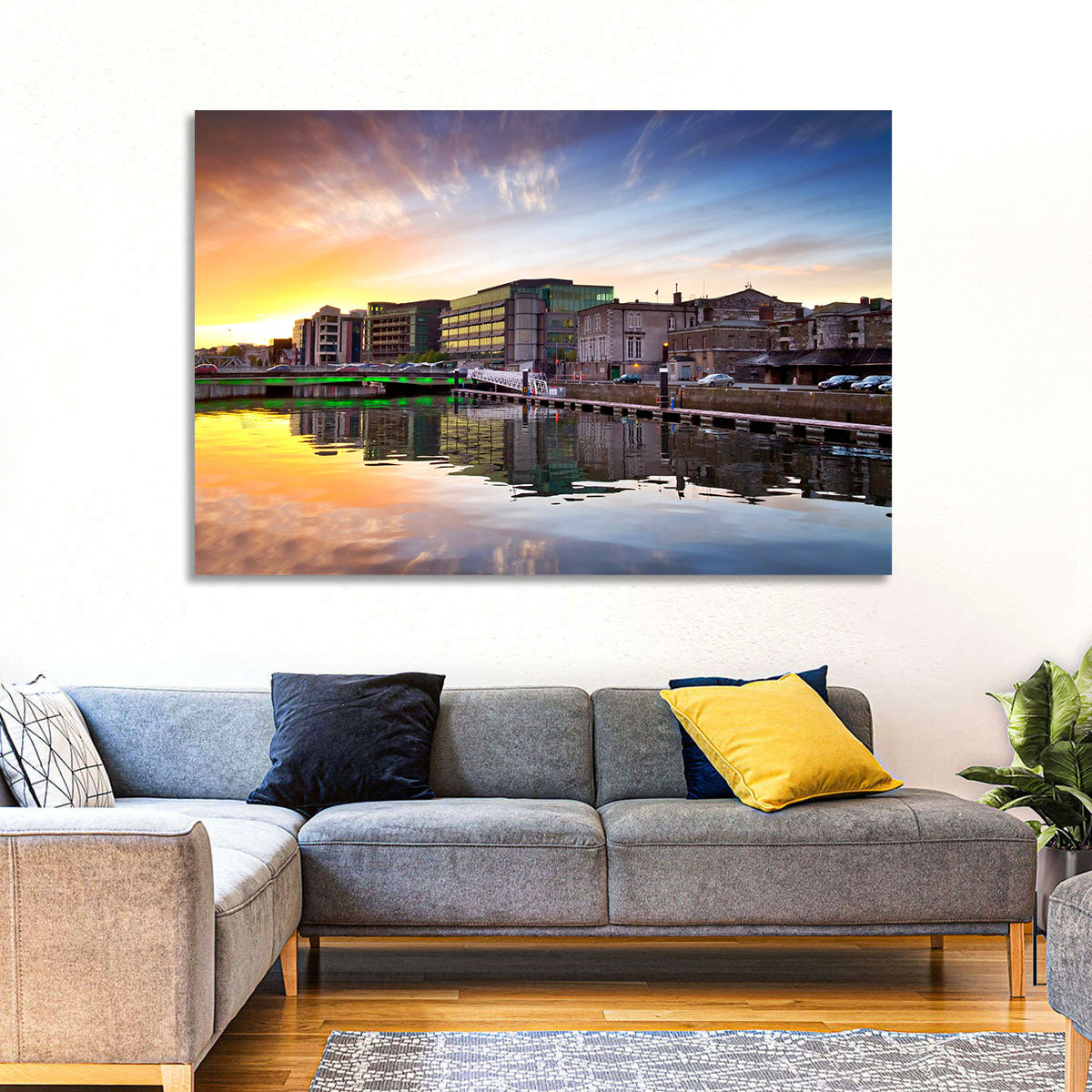 River Liffey at Dusk Wall Art in a room, landscape