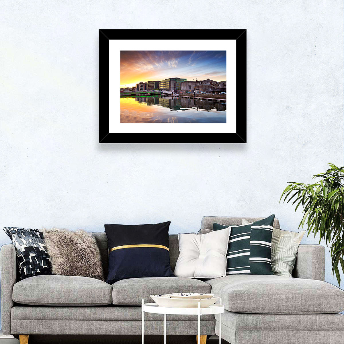 River Liffey at Dusk Wall Art in a room, landscape