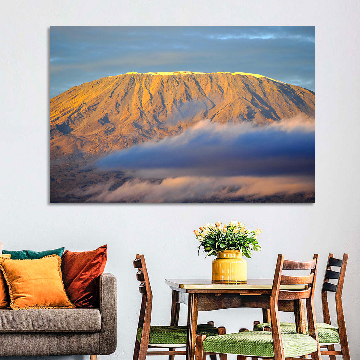 Kilimanjaro Sunrise Wall Art in a room, landscape