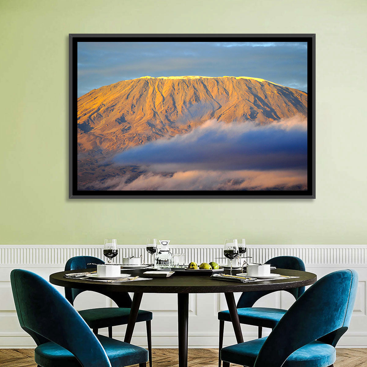 Kilimanjaro Sunrise Wall Art in a room, landscape
