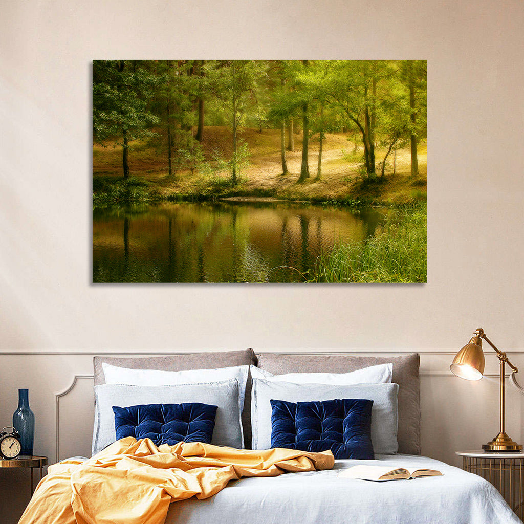 Forest Pond at Golden Hour Wall Art