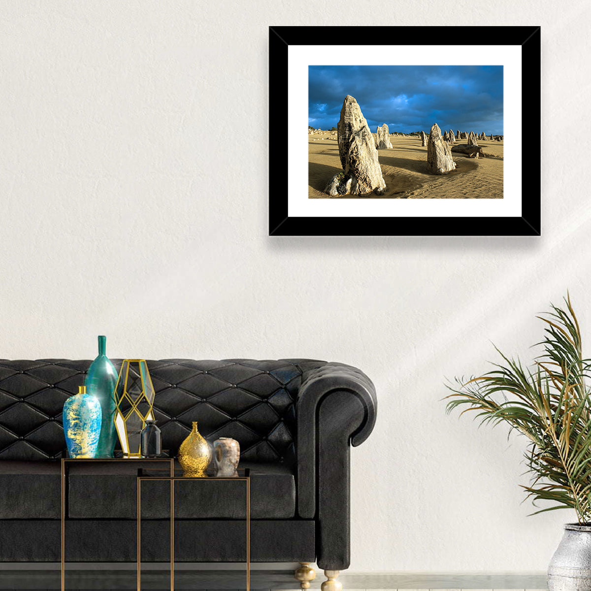Pinnacles Desert at Golden Hour Wall Art in a room, landscape