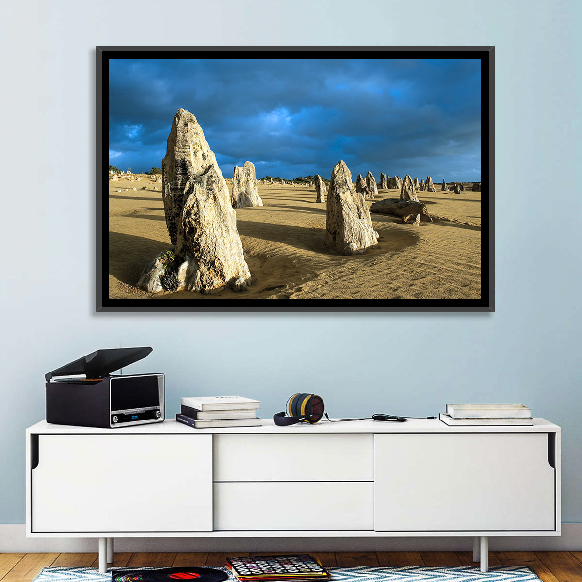 Pinnacles Desert at Golden Hour Wall Art in a room, landscape