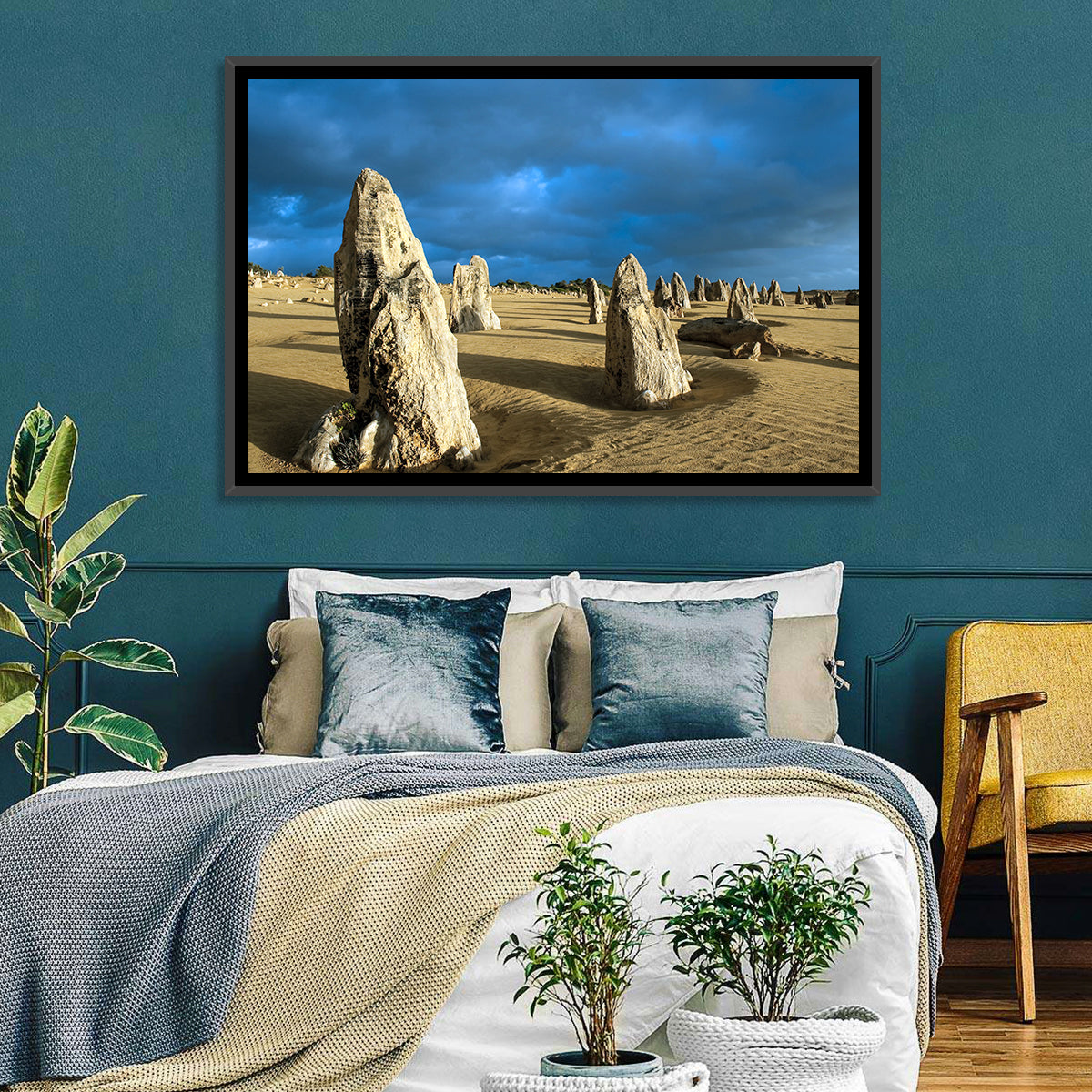 Pinnacles Desert at Golden Hour Wall Art in a room, landscape