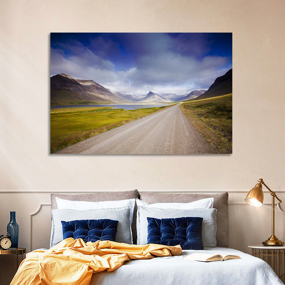 Iceland Gravel Road Landscape Wall Art in a room, square