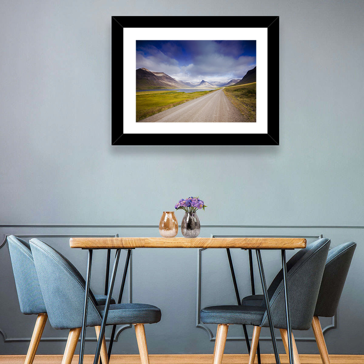 Iceland Gravel Road Landscape Wall Art in a room, square