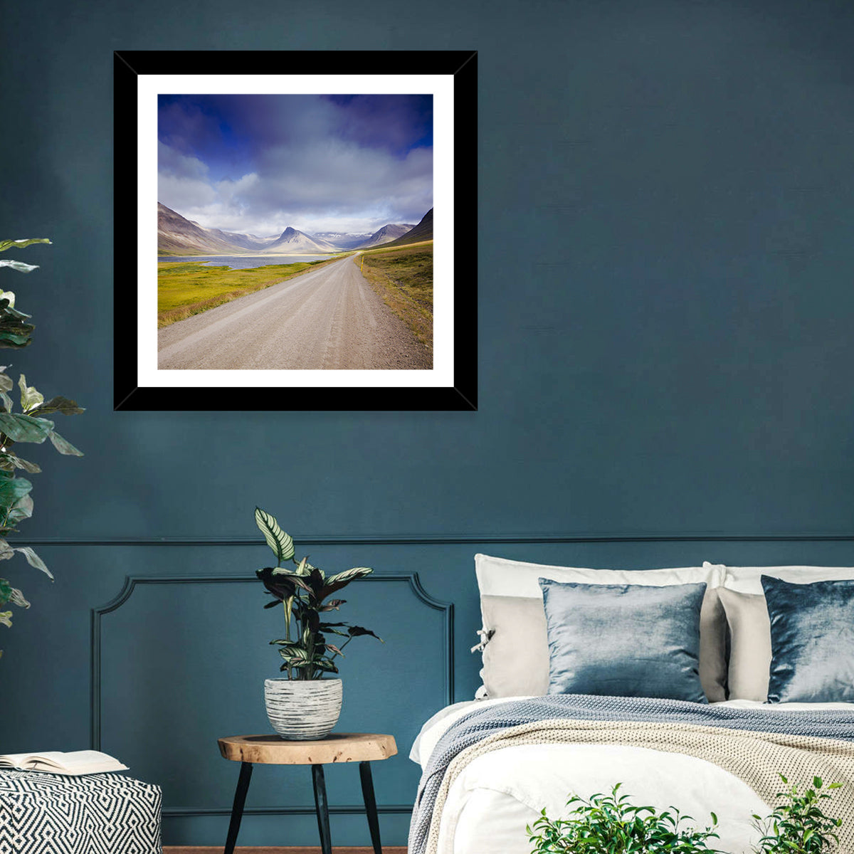 Iceland Gravel Road Landscape Wall Art in a room, square