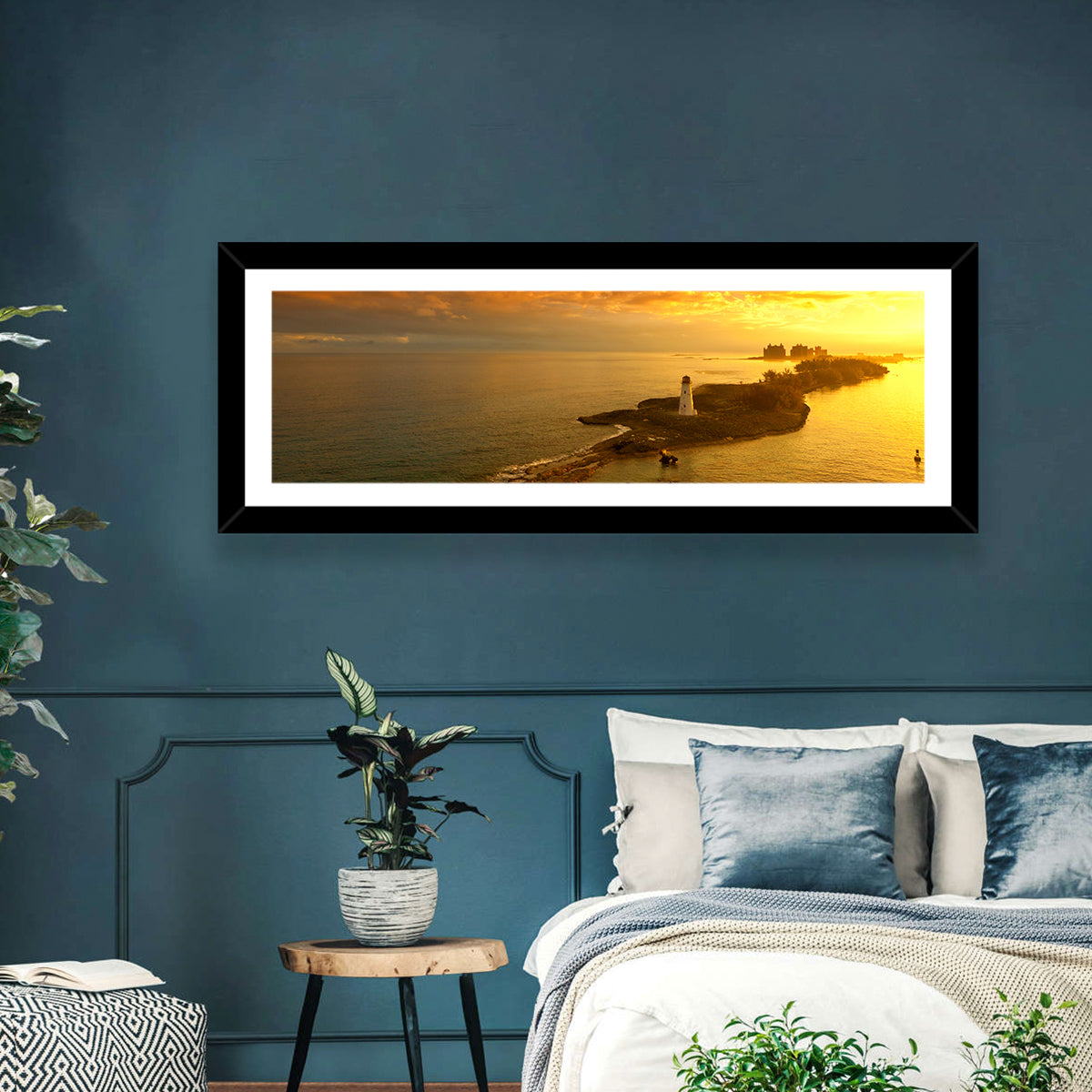Nassau Lighthouse at Golden Hour Wall Art in a room, landscape