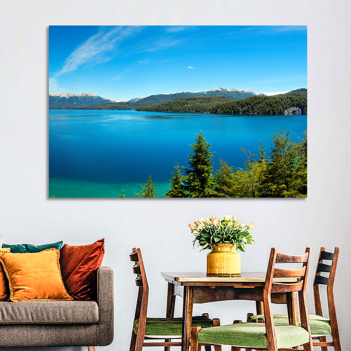 Nahuel Huapi Lake Wall Art in a room, panoramic