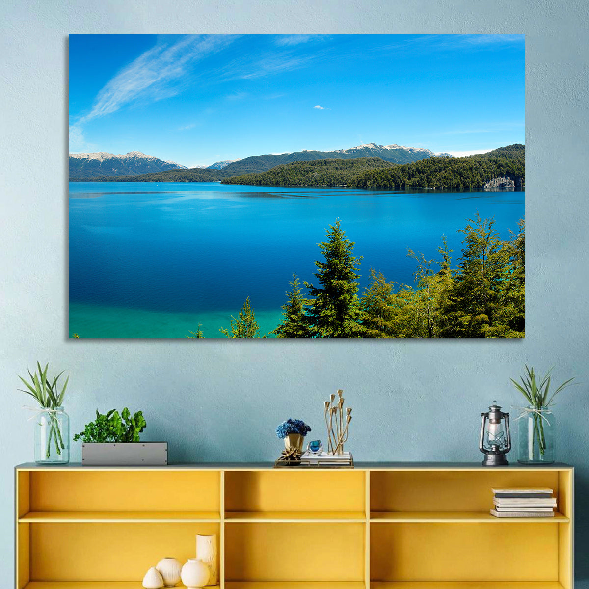 Nahuel Huapi Lake Wall Art in a room, panoramic