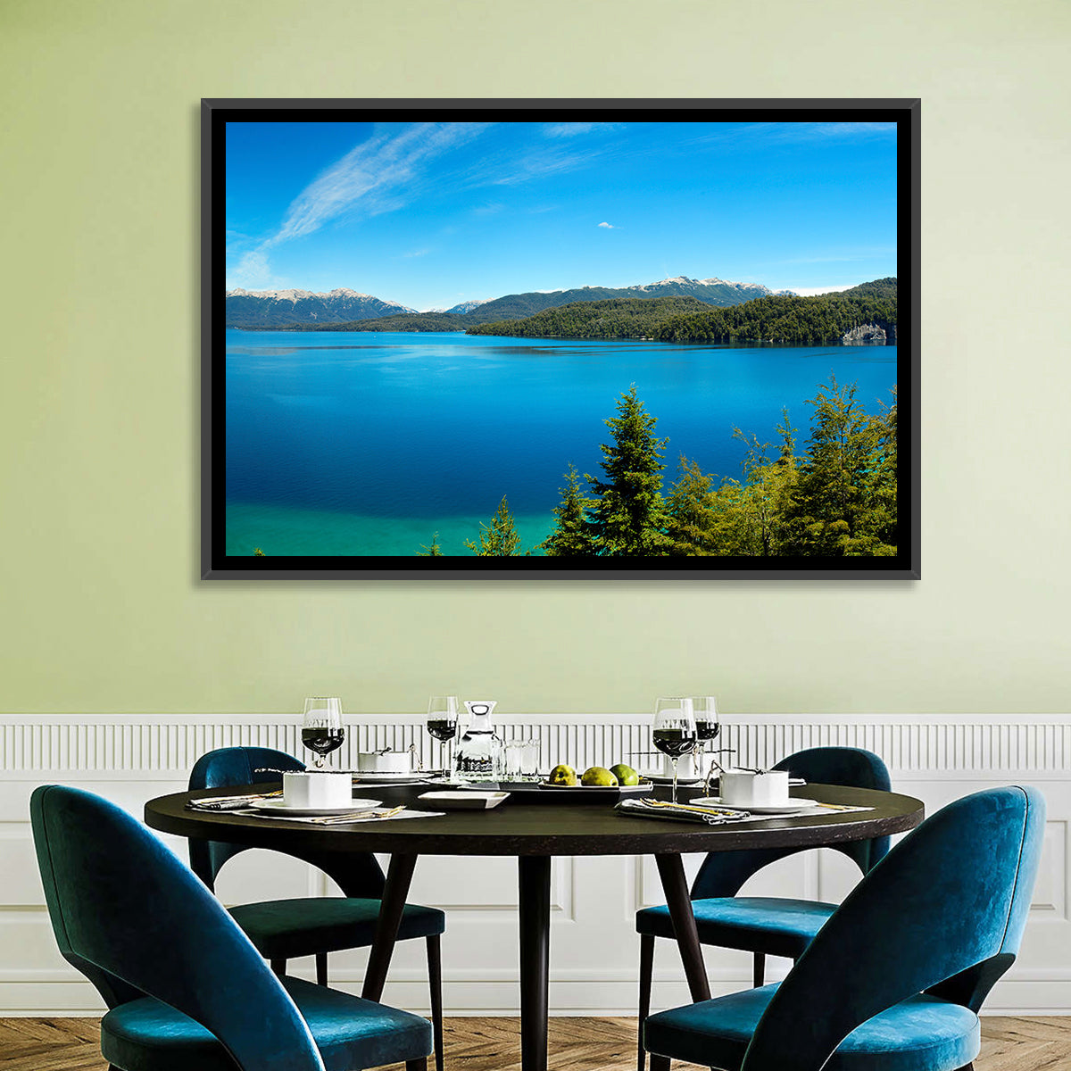 Nahuel Huapi Lake Wall Art in a room, panoramic