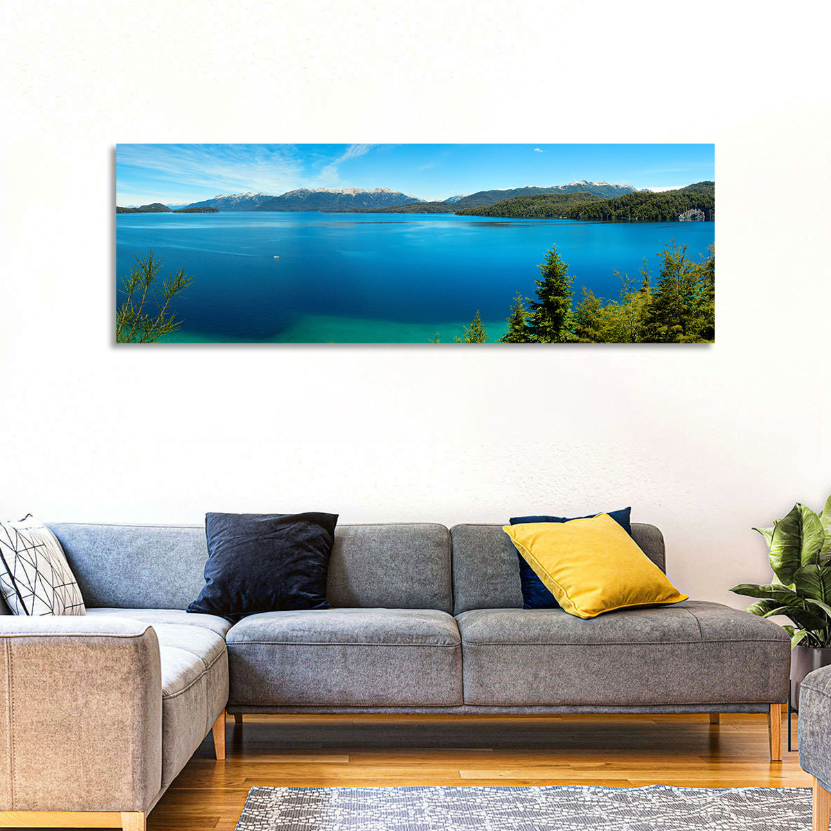 Nahuel Huapi Lake Wall Art in a room, panoramic