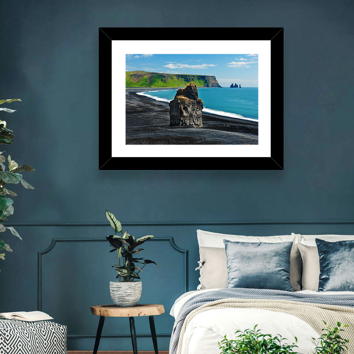 Dyrhólaey Volcanic Beach Wall Art in a room, landscape