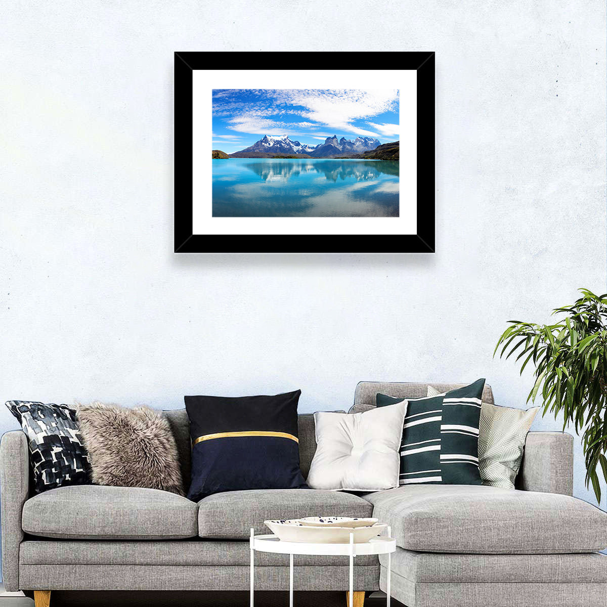 Torres Del Paine Reflection Wall Art in a room, landscape