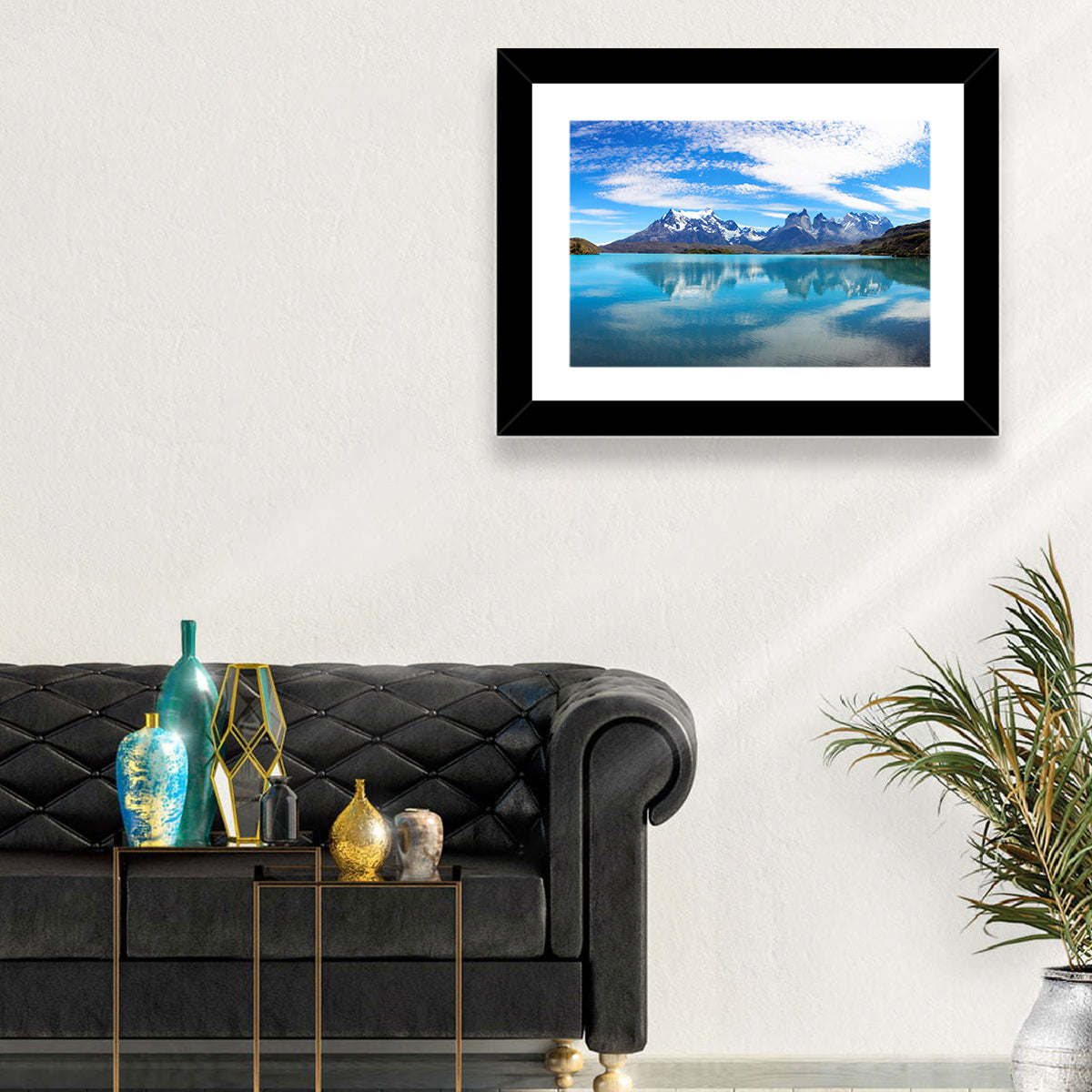 Torres Del Paine Reflection Wall Art in a room, landscape