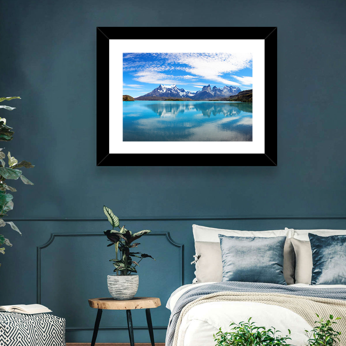 Torres Del Paine Reflection Wall Art in a room, landscape