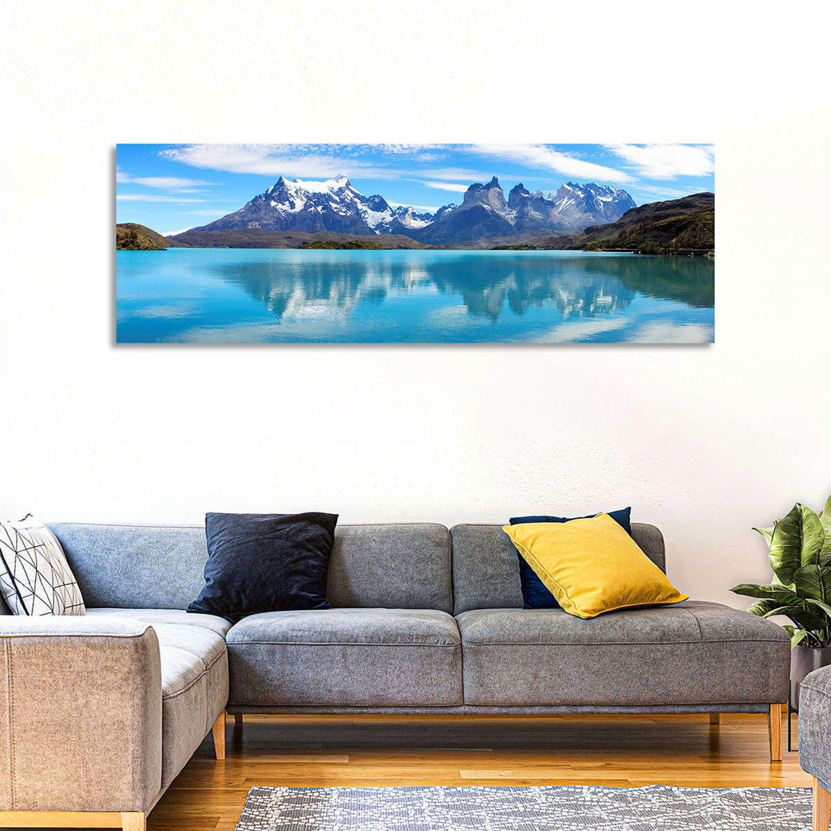 Torres Del Paine Reflection Wall Art in a room, landscape