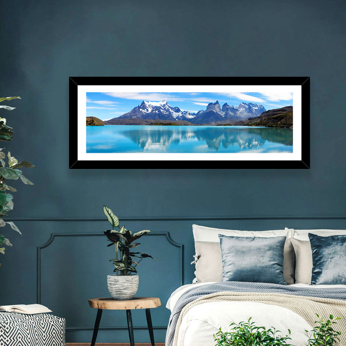 Torres Del Paine Reflection Wall Art in a room, landscape