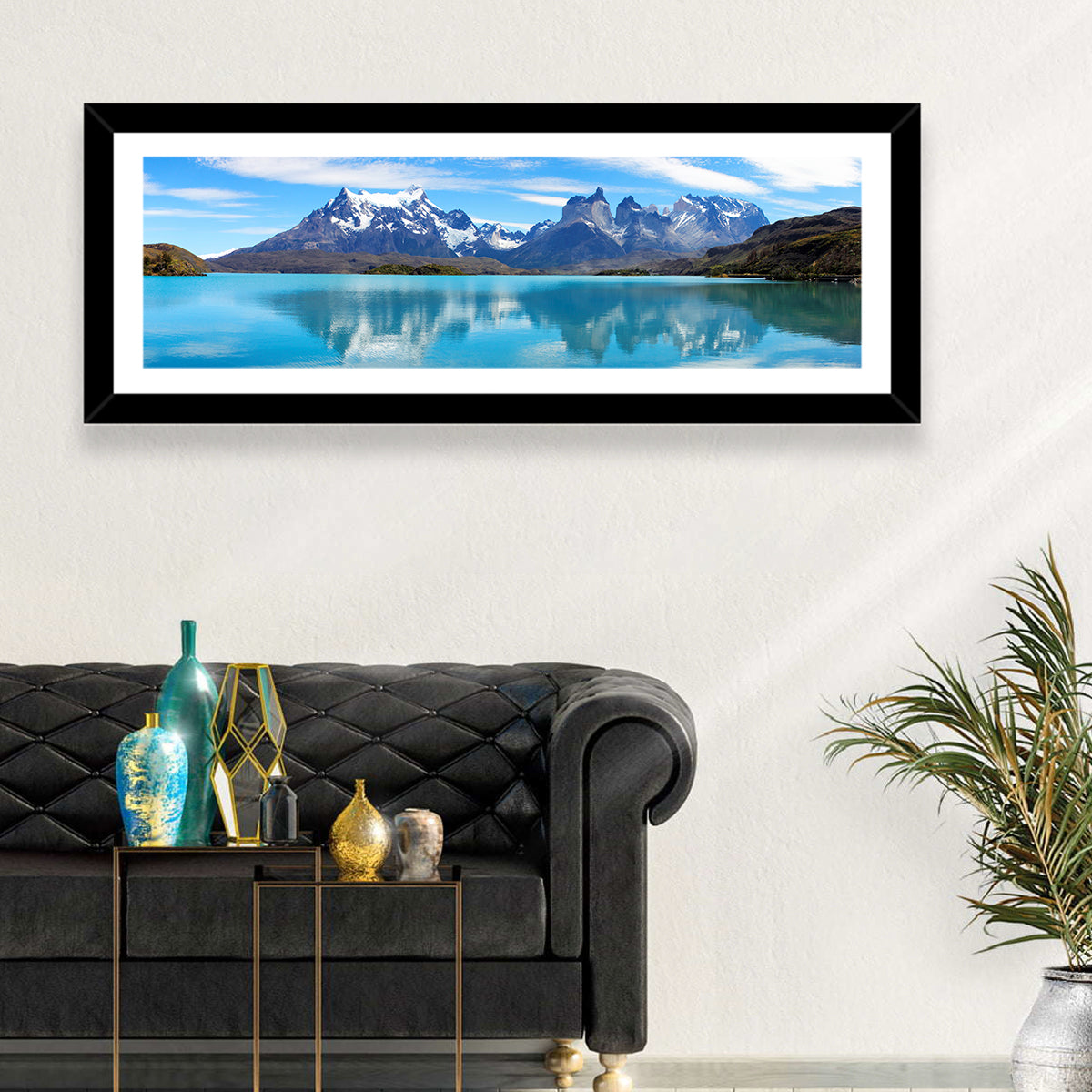 Torres Del Paine Reflection Wall Art in a room, landscape