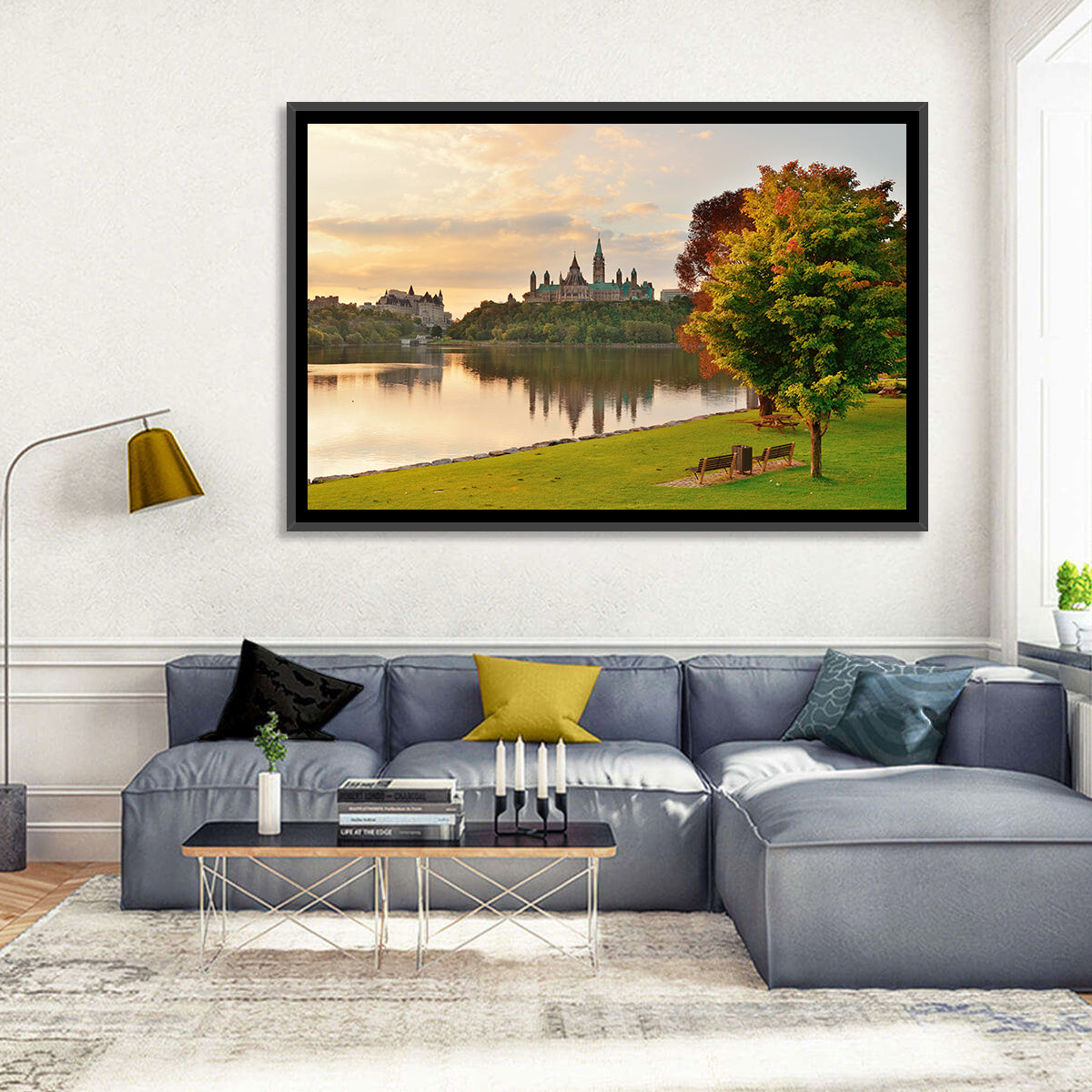 Ottawa Skyline at Golden Hour Wall Art in a room, landscape
