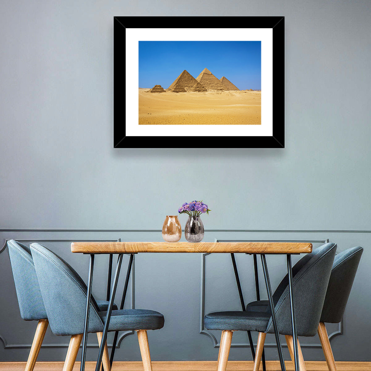 Pyramids of Giza Photograph Wall Art in a room, landscape