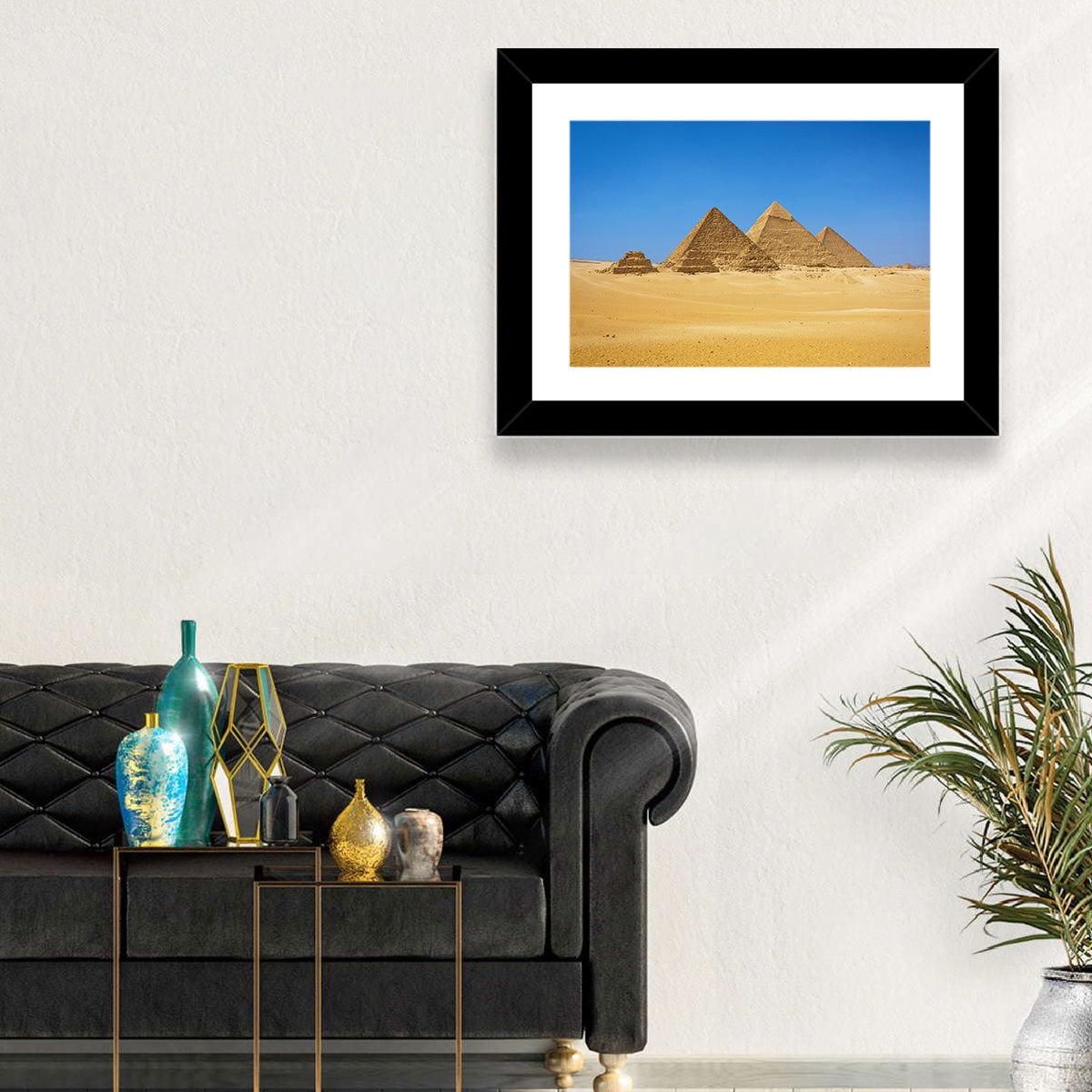 Pyramids of Giza Photograph Wall Art in a room, landscape