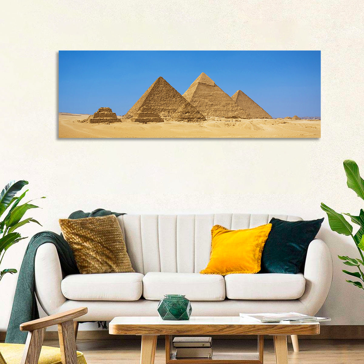 Pyramids of Giza Photograph Wall Art in a room, landscape