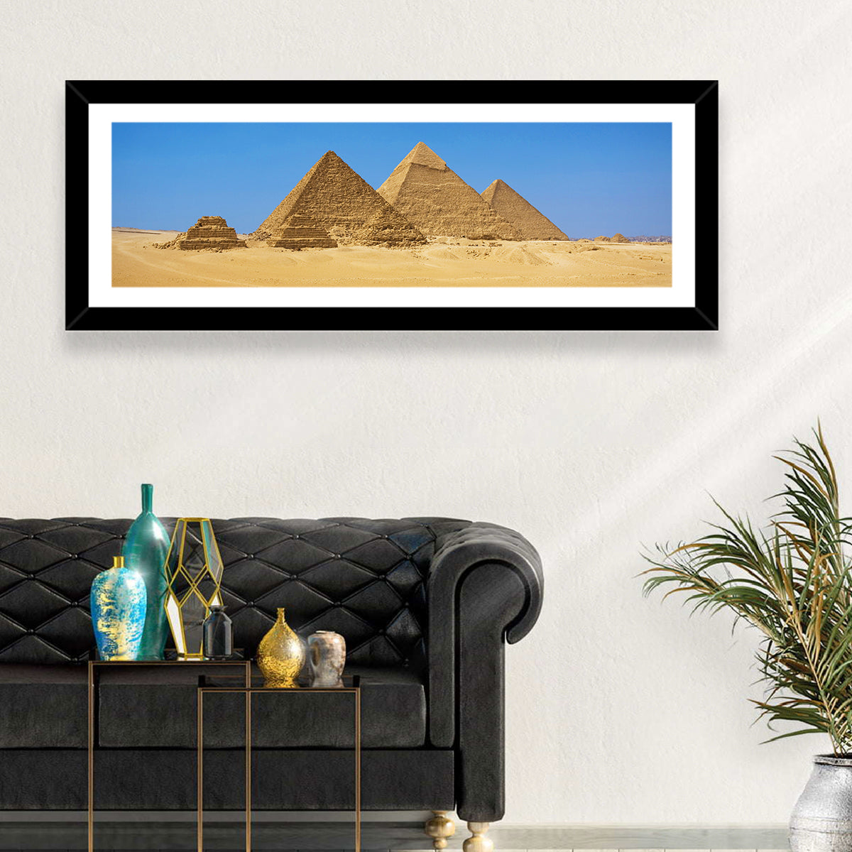 Pyramids of Giza Photograph Wall Art in a room, landscape
