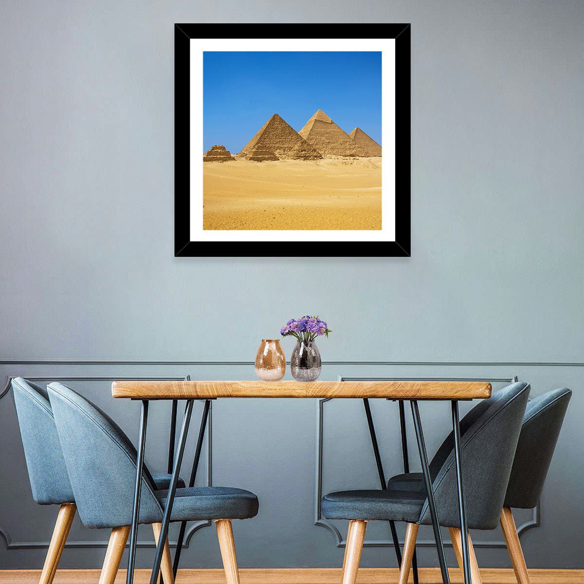Pyramids of Giza Photograph Wall Art in a room, landscape