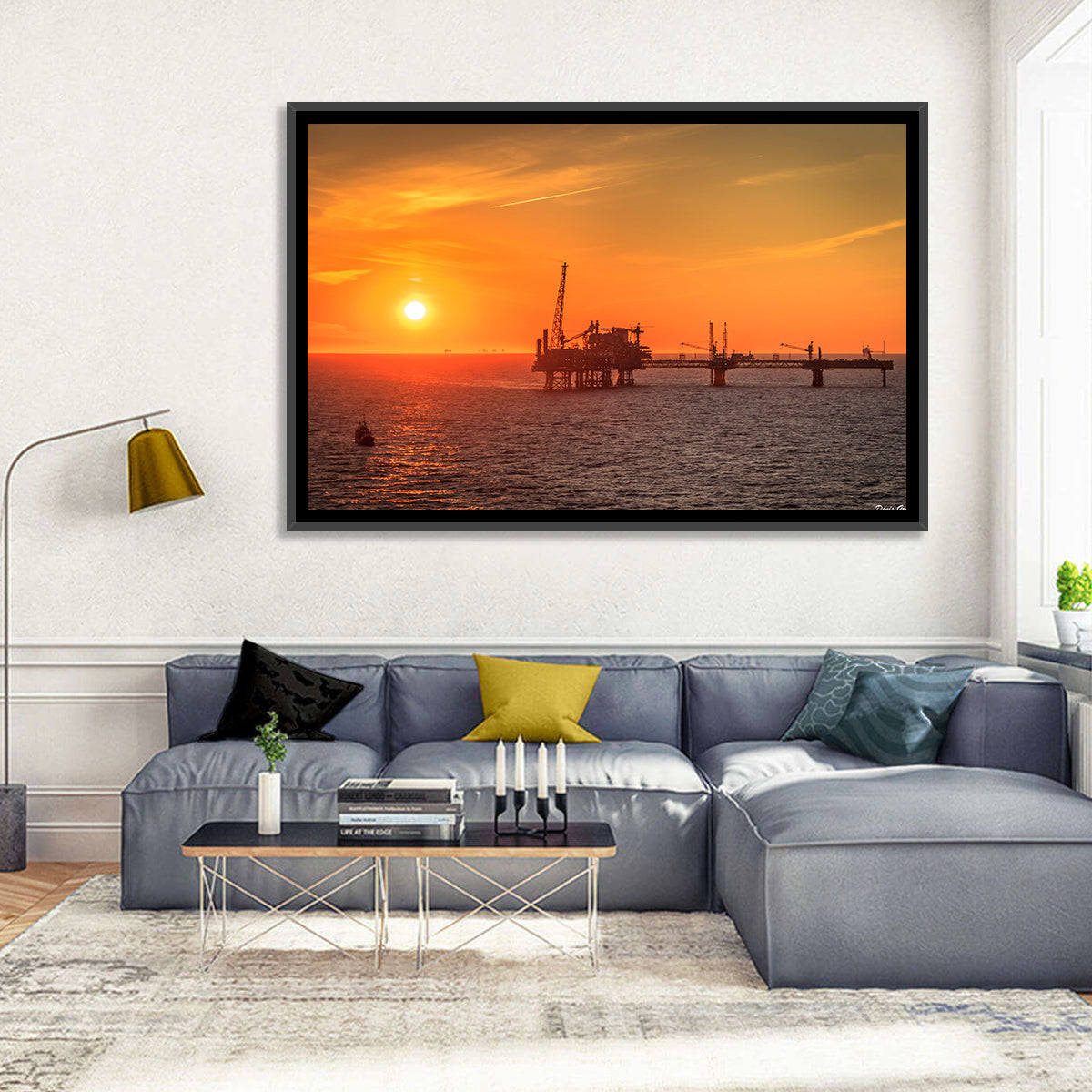 Denmark Oil Rig at Sunset Wall Art