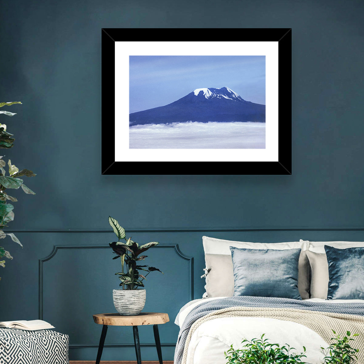 Snow-capped Kilimanjaro Wall Art in a room, landscape