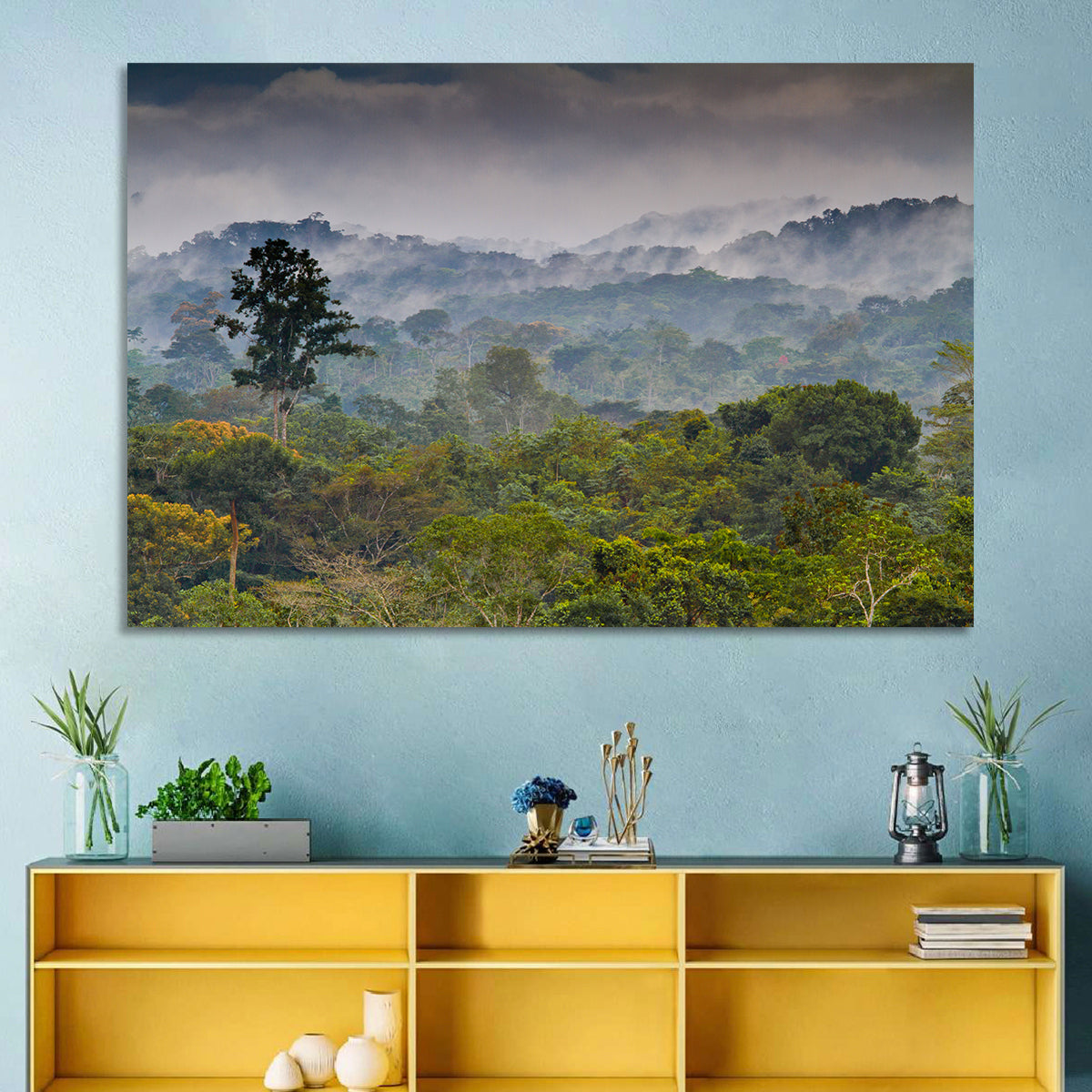 Guinea Rainforest Landscape Wall Art in a room, landscape