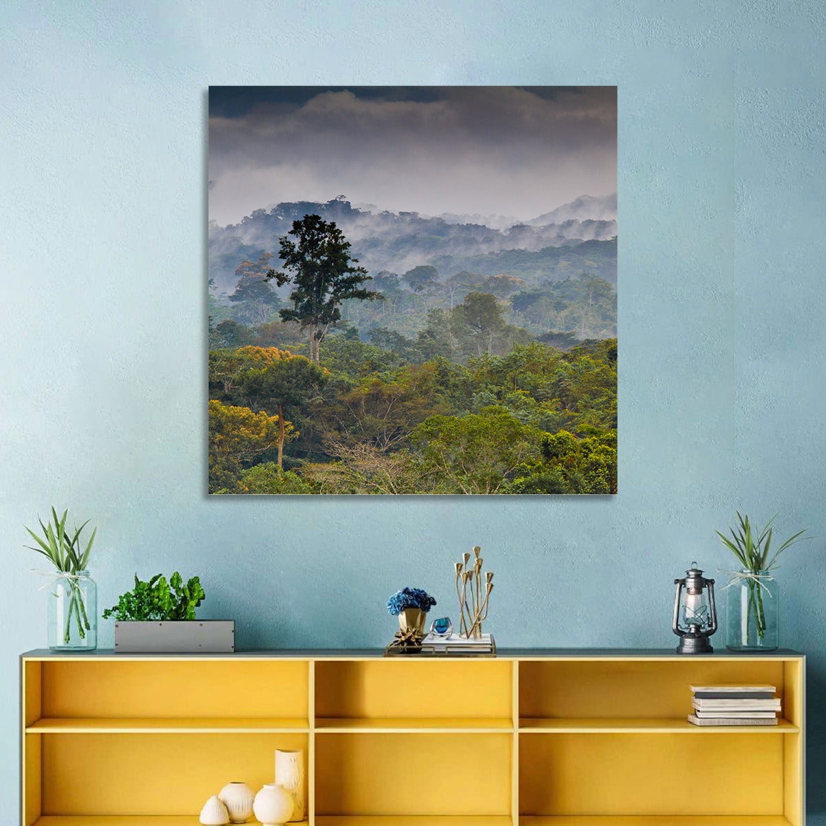 Guinea Rainforest Landscape Wall Art in a room, landscape