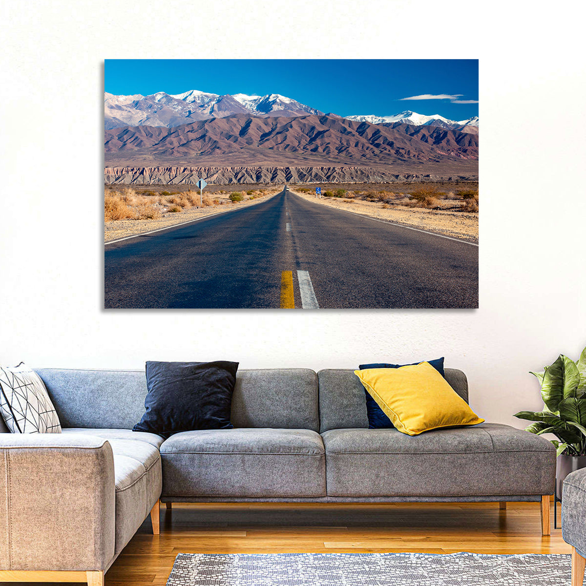Northern Argentina Desert Road Wall Art in a room, landscape